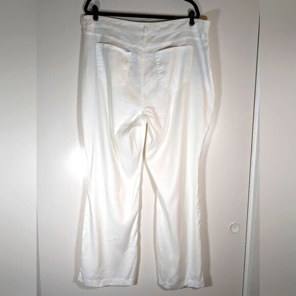 Curves 360 NYJD White High Rise Wide Leg Linen Blend Stretch With Wear Size 16 - Picture 3 of 12